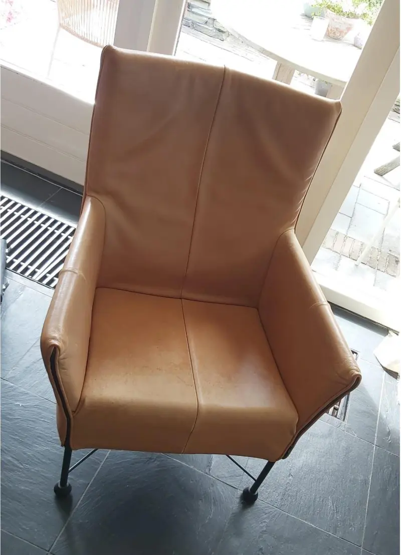 Leren designfauteuil in naturel
