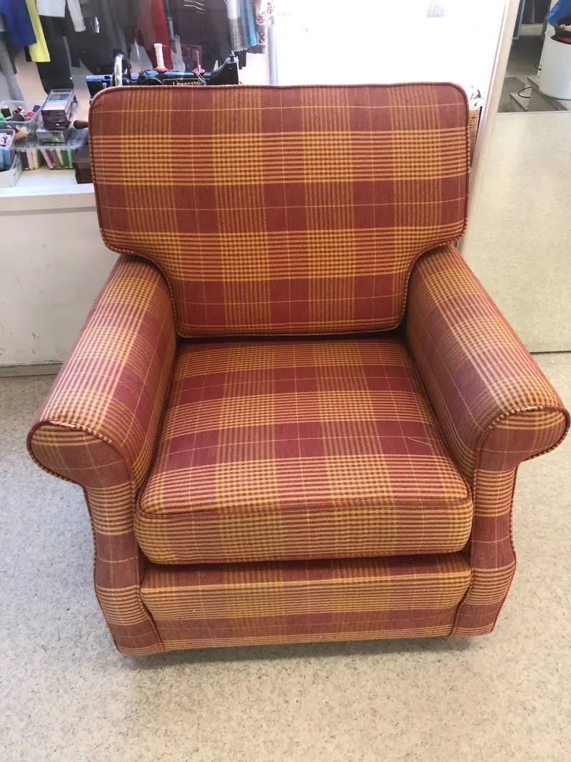 Fauteuil met geruite stof